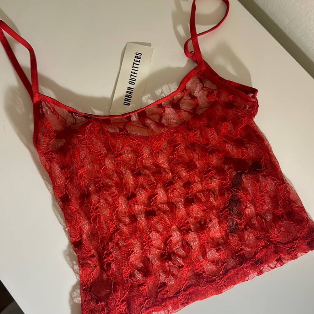 Urban Outfitters Red Lace Top Size S